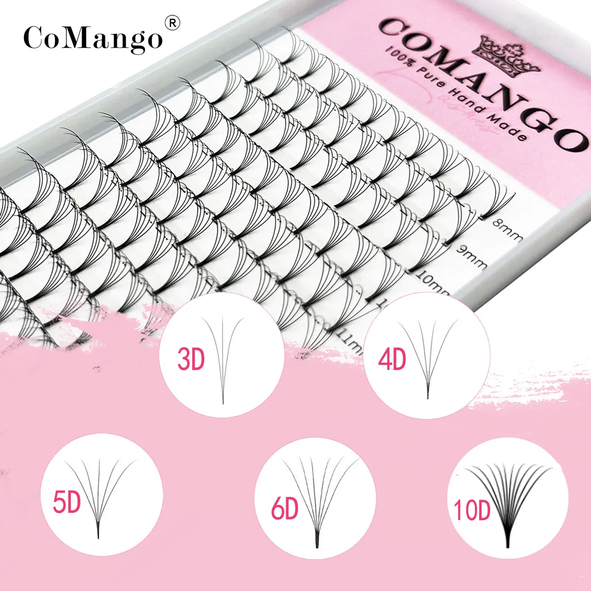 CoMango Premade Volume Lash Fans 3D/4D/5D/6DShort Stem Soft Fannning Extension Professional Cils Russian Stable Curl Eyelashes