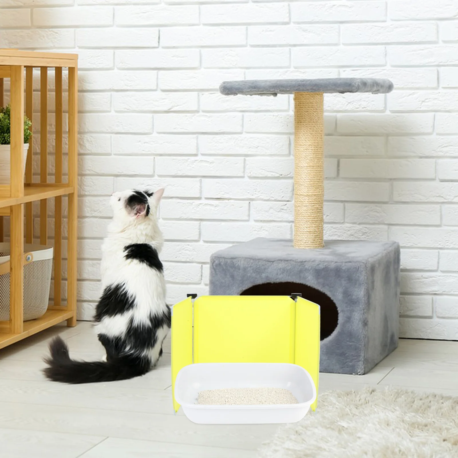 

3pcs Cat Litter Box Enclosure Privacy Shield Pee Guard Splash Guard Tall Large Reusable Black Clips Compatible Multiple Litter