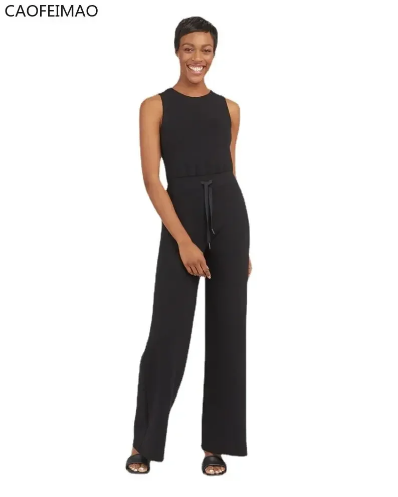 2025 Jumpsuits for Women Elegance Casual Women's Sleeveless Solid Color Lace-up Trouser Jumpsuit Open Window Jumpsuit Wide Leg