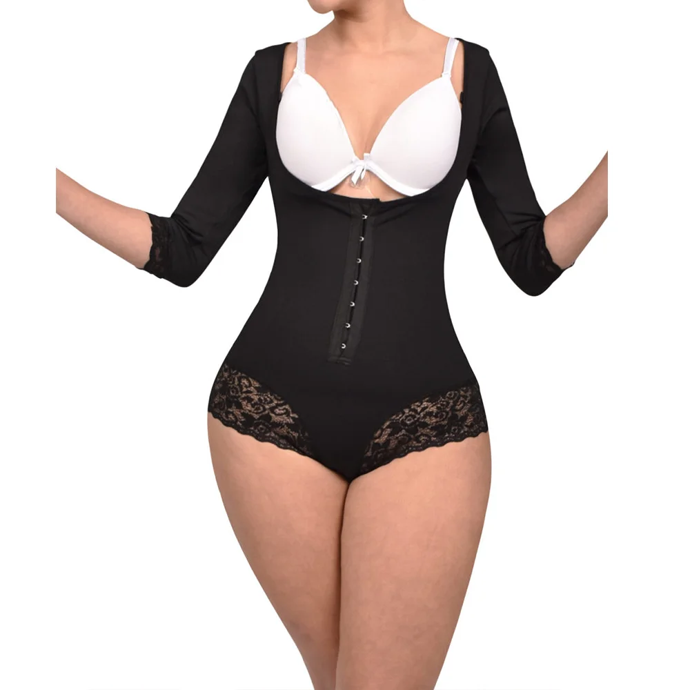 Fajas Colombianas Triangular One-piece Long Sleeves Body Shaper Waist Trainer Abdomen Control Shapewear Weight Loss Underwear