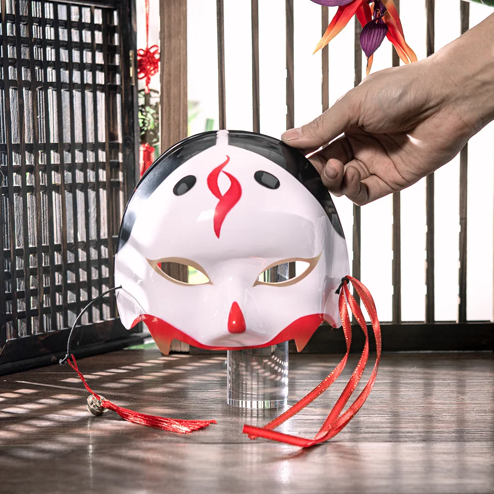 Half Face COS Ancient Style Red Makeup Awakening Headwear Gesichtsmaske Japanische Fuchs-Halloween-Maske