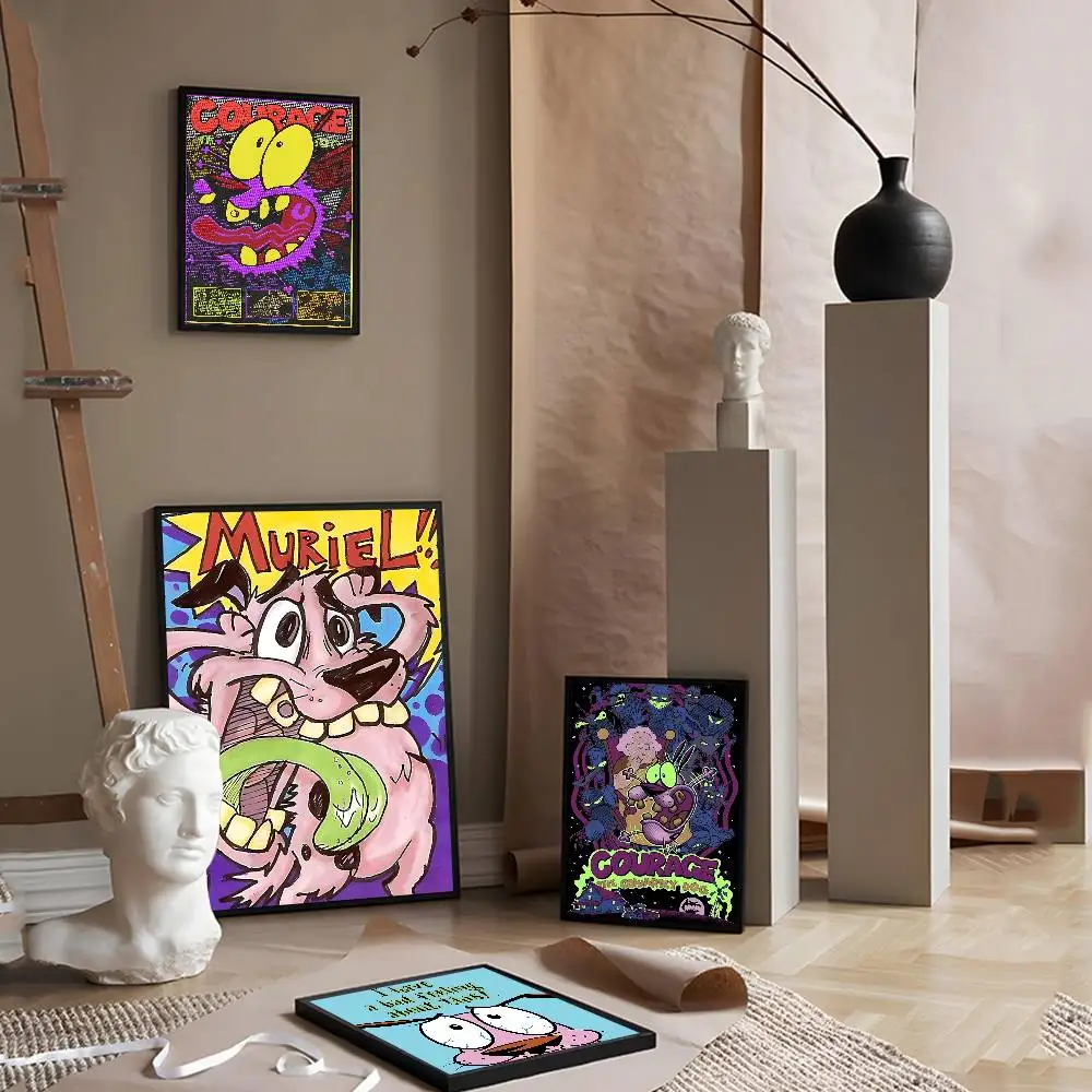 C-COURAGEOUS C-Cowardlys Dog Good Quality Prints and Posters Waterproof Paper Sticker Coffee House Bar Posters Wall Stickers