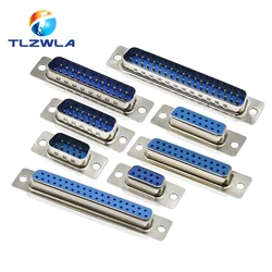 5Pcs DB9 DB15 DB25 DB37 Hole/Pin Female/Male Blue Welded Connector RS232 Serial Port Socket DB D-SUB Adapter 9/15/25/37 pin