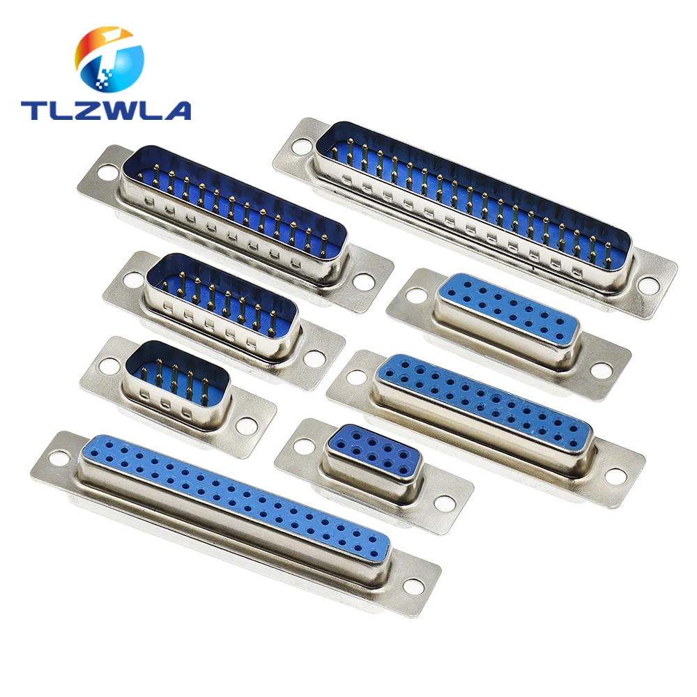 5 sztuk DB9 DB15 DB25 DB37 otwór/Pin żeński/męski niebieski złącze RS232 szeregowy gniazdo portu DB Adapter D-SUB 9/15/25/37 pin
