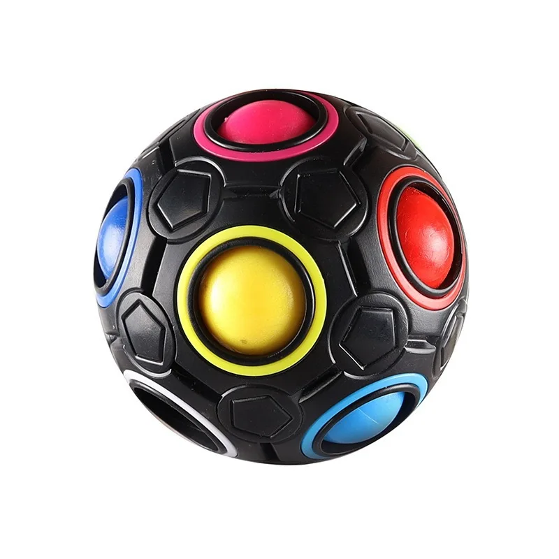 Children Rainbow Ball Cube 12 Holes Decompressed Intelligence Toys Press Fun Magic Ball Adults Puzzle Magic Pressing Toys