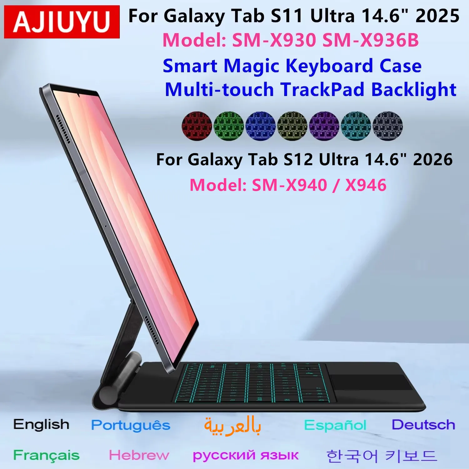 Magic Keyboard Hülle für Samsung Galaxy Tab S11 Ultra 14,6" SM-X930 X936B Tab S12 Ultra 14,6" Tablet Smart Cover Folio Multi-Touch