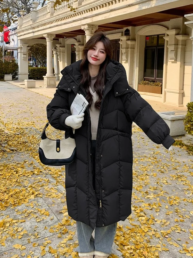 

2024 New Women Jacket Coats Down Female Korean Fashion Solid Down Jacket Casual Loose Thickening Women's Long Outerwears