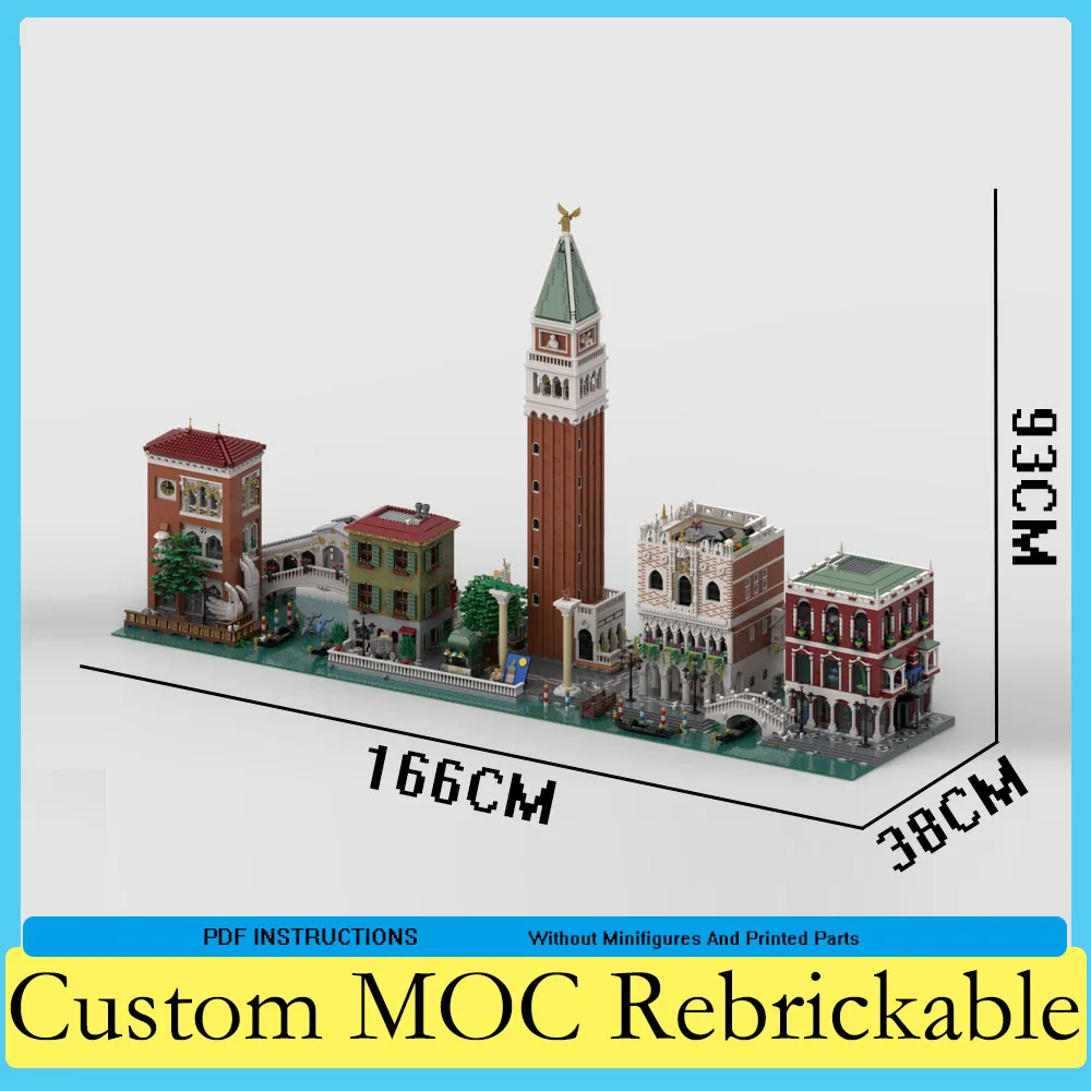 25989PCS Customised Venice San Marco Building Blocks Street View MOC Bridge Landscape Model DIY Birthday Toys Christmas Gift