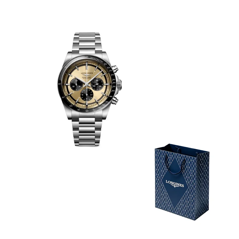 LONGINES Comcast Collection Automatic Mechanical Movement 100m Waterproof Men's Watches Watch 42mm Gold Dial L3.835.4.32.6