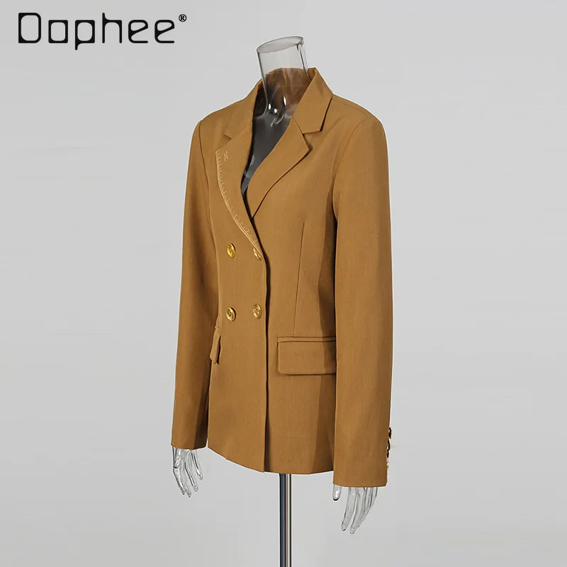 High-end Fashion Suit for Women Elegant Commuting Style Simple Slim Solid Color Versatile Single-breasted Cross-collar Blazer