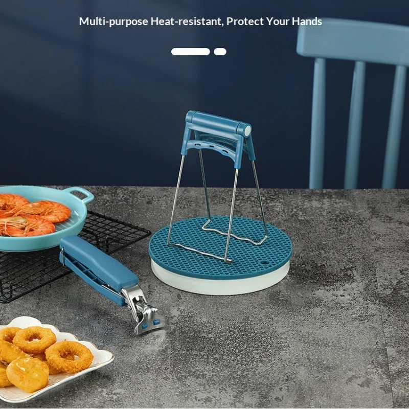 Hot Dish Plate Bowl Gripper Clip Set Anti‑Scald Pot Lifter Tongs for Microwave Oven Air Fryer Kitchen Gadgets