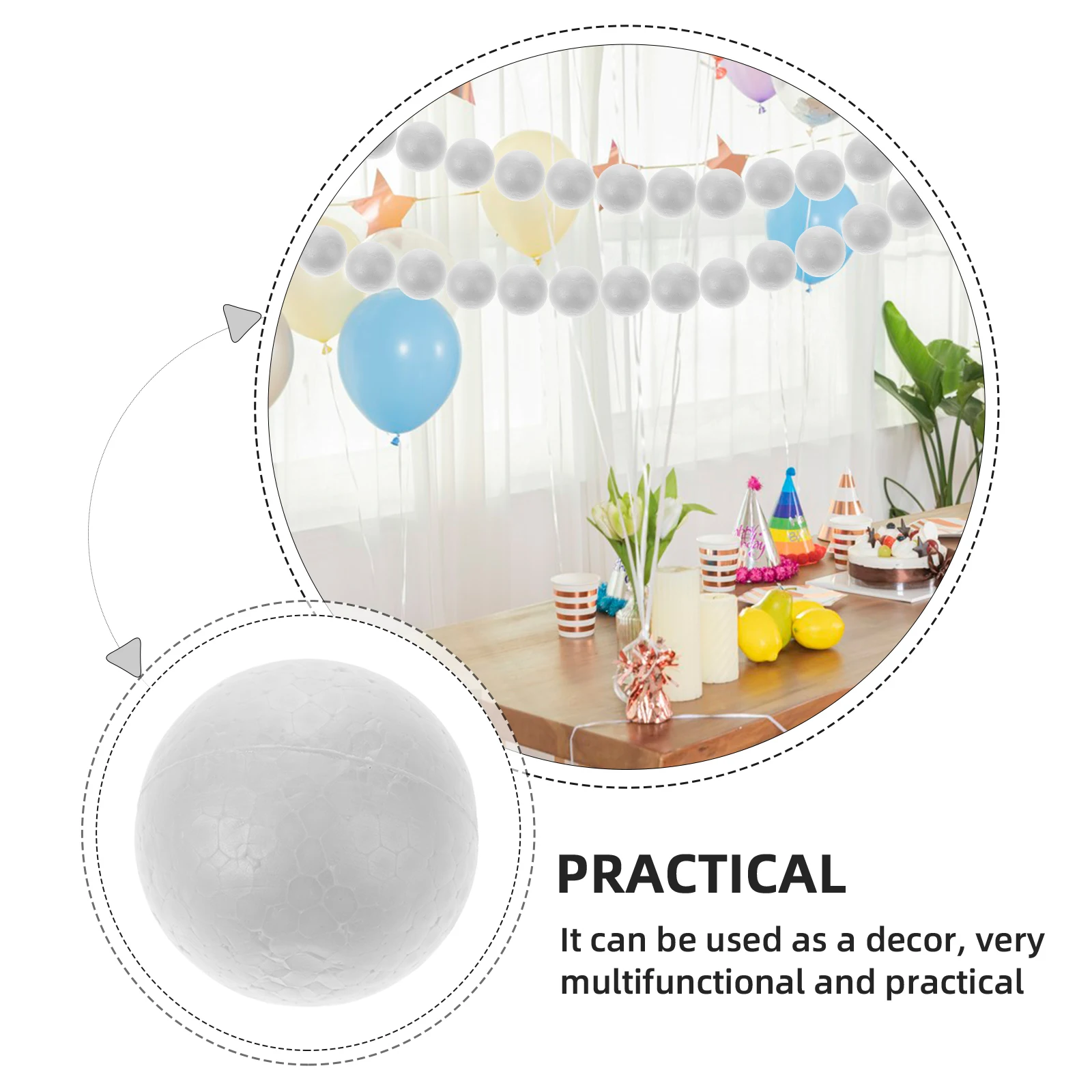 

25Pcs Polystyrene Solid Round Balls 7cm White DIY Craft Balls Wedding Party Ornament Decoration Foam Craft Ball