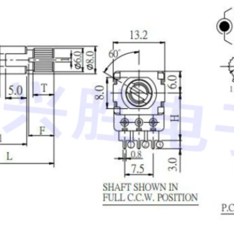 1PCS Dual Shaft Double Adjustment 4 Link Precision Potentiometer A50K With Midpoint Power Amplifier Audio Potentiometer