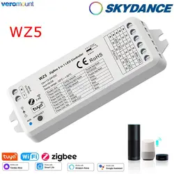 Tuya Zigbee Smart WiFi & 2.4G RF Remote  5 in 1 Voice LED Controller WZ5 for DC12V 24V DIM RGB RGBW RGBWW RGBCW RGBCCT LED Strip