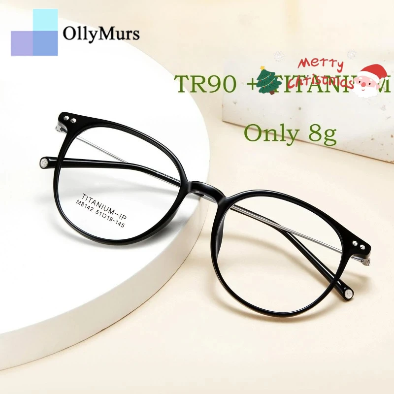 

OLLYMURS чистый титан сверхлегкие удобные гибкие очки по рецепту для мужчин и женщинTR90 ретро круглые оптические оправы для очков