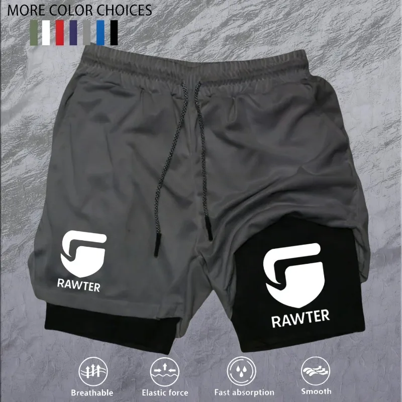 Men 2-in-1 Double Deck Marathon Running Shorts Fitness Training Pants Racing Gym Wear Jogging Workout Sports Moisture Absorbing
