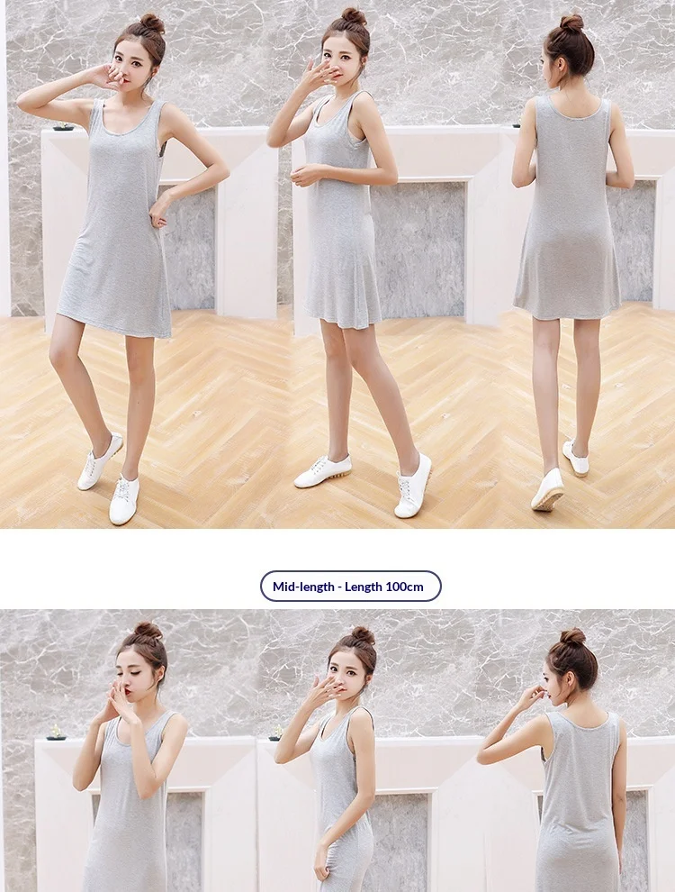 1 40 Momme Modal Sommer-Midikleid für Damen Ärmelloses Locker Sitzendes Tanktop-Kleid Lässiges Layering-Slip-Kleid – Detail 5