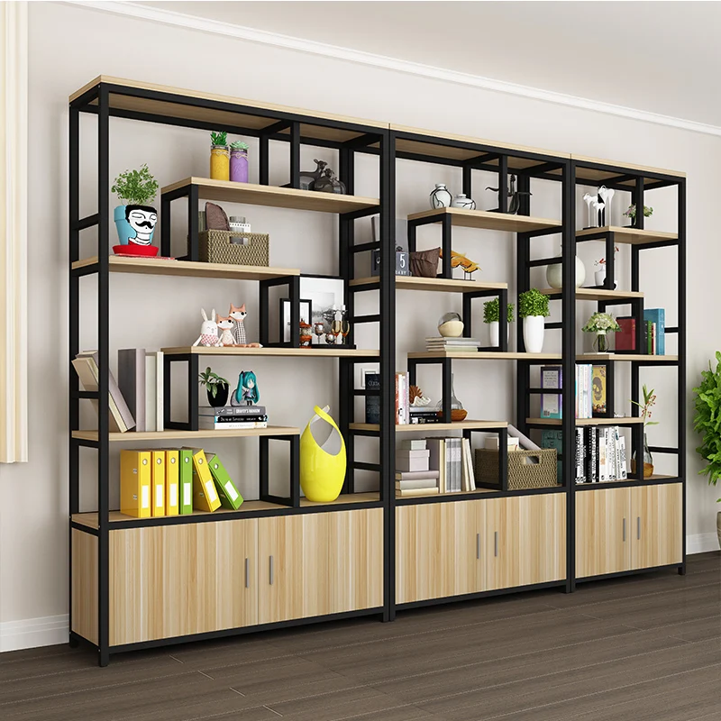 Simple modern bookshelf floor partition shelf living room shelf multi-layer combined display shelf storage shelf iron art