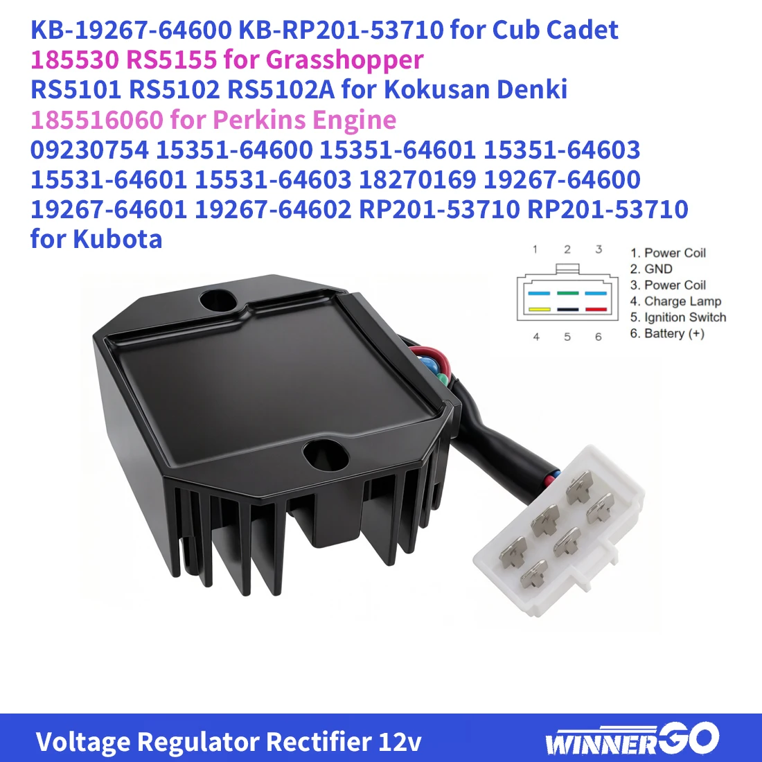 12V 15531-64603 Spannungsregler Gleichrichter für Kubota ZD18 ZD21 ZD25 K008 KH007 KH35 RTV500 Yanmar 186D 1983 YM122 YM126 YM140 – Detail 2