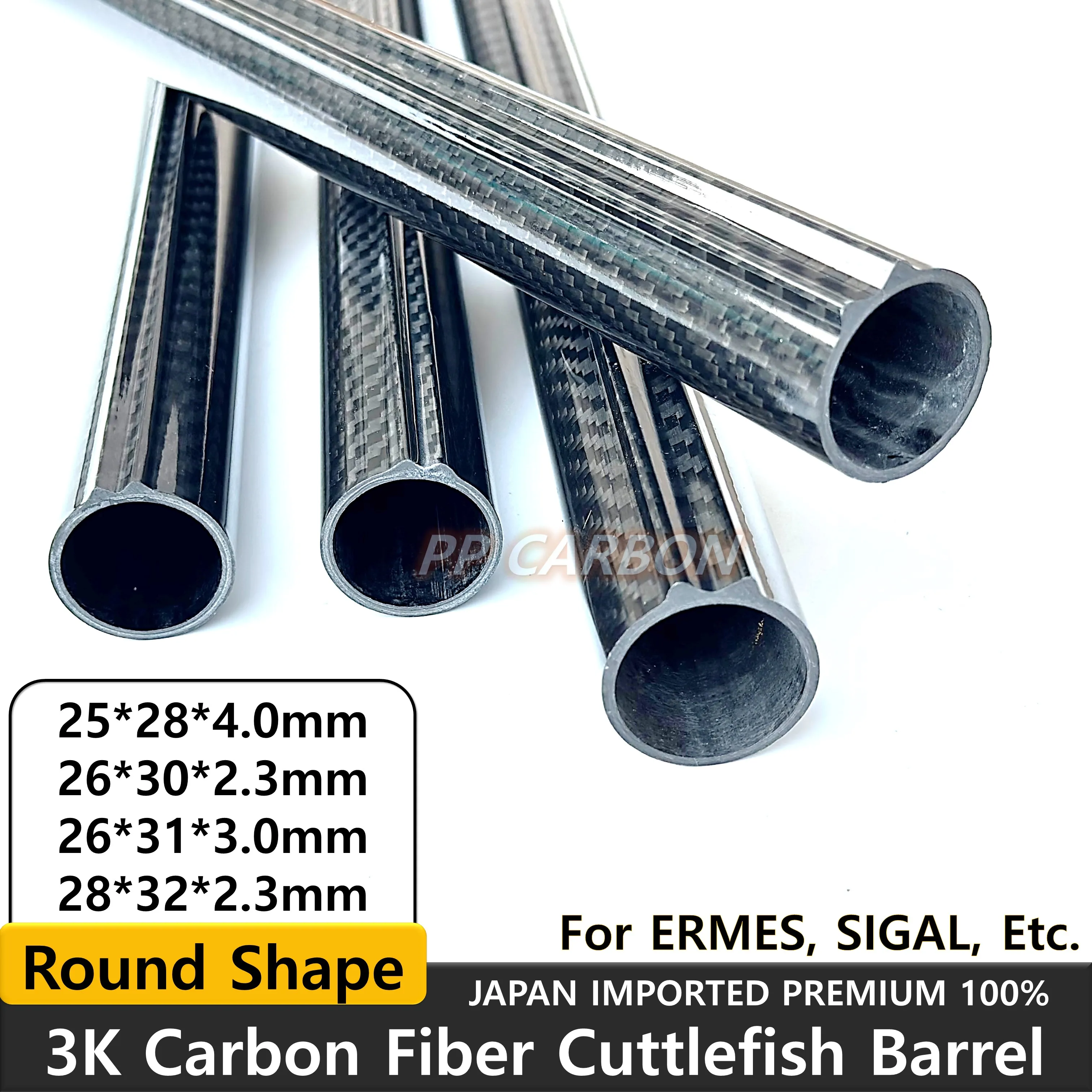 Carbon Fiber Cuttlefish Barrel Round Shape Tube 26x30mm 26x31mm 28x32mm Carbon Fiber Fishing Barrel Speargun Tube Railguns