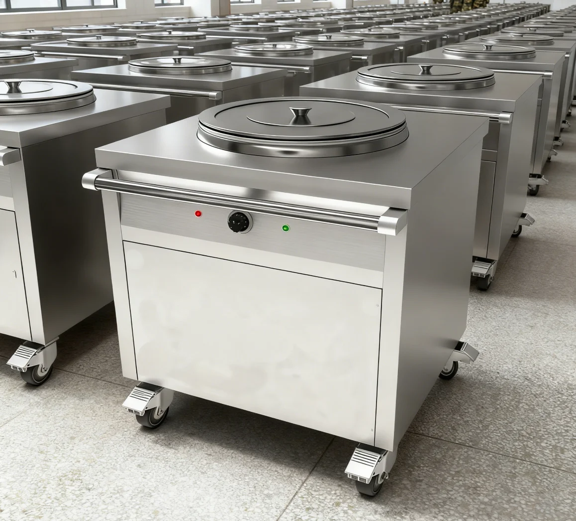 Stainless Steel Soup Kettle Jacketed Boiling Pan Hotel Kitchen Equipment 304 Material Thermal food cart