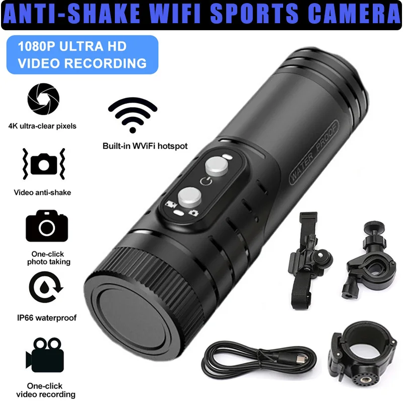 

Outdoor Action Camera Mountain Bike Motorcycle Helmet Camcorder Mini Cameras Sport DV Video Recorder Action Cam with Flashlight