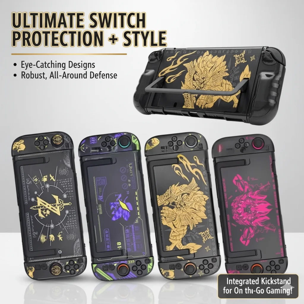 New Dockable Case For Nintendo Switch 2 Zelda Monster Hunter Evangelio Protective Case NS2 Hard Shell Switch 2 Accessories