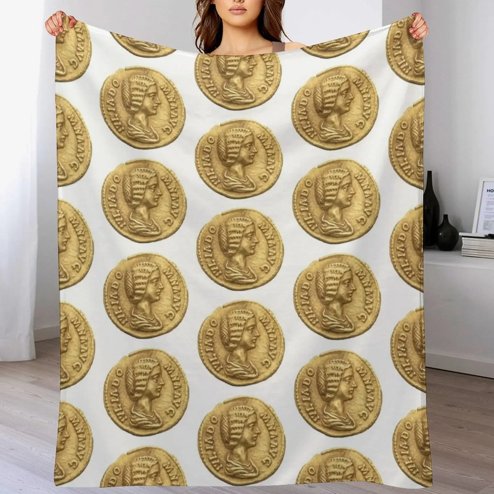 Manta con forma de moneda de Aureus dorada de Julia Domna, mantas térmicas para cama, mantas polares para bebé