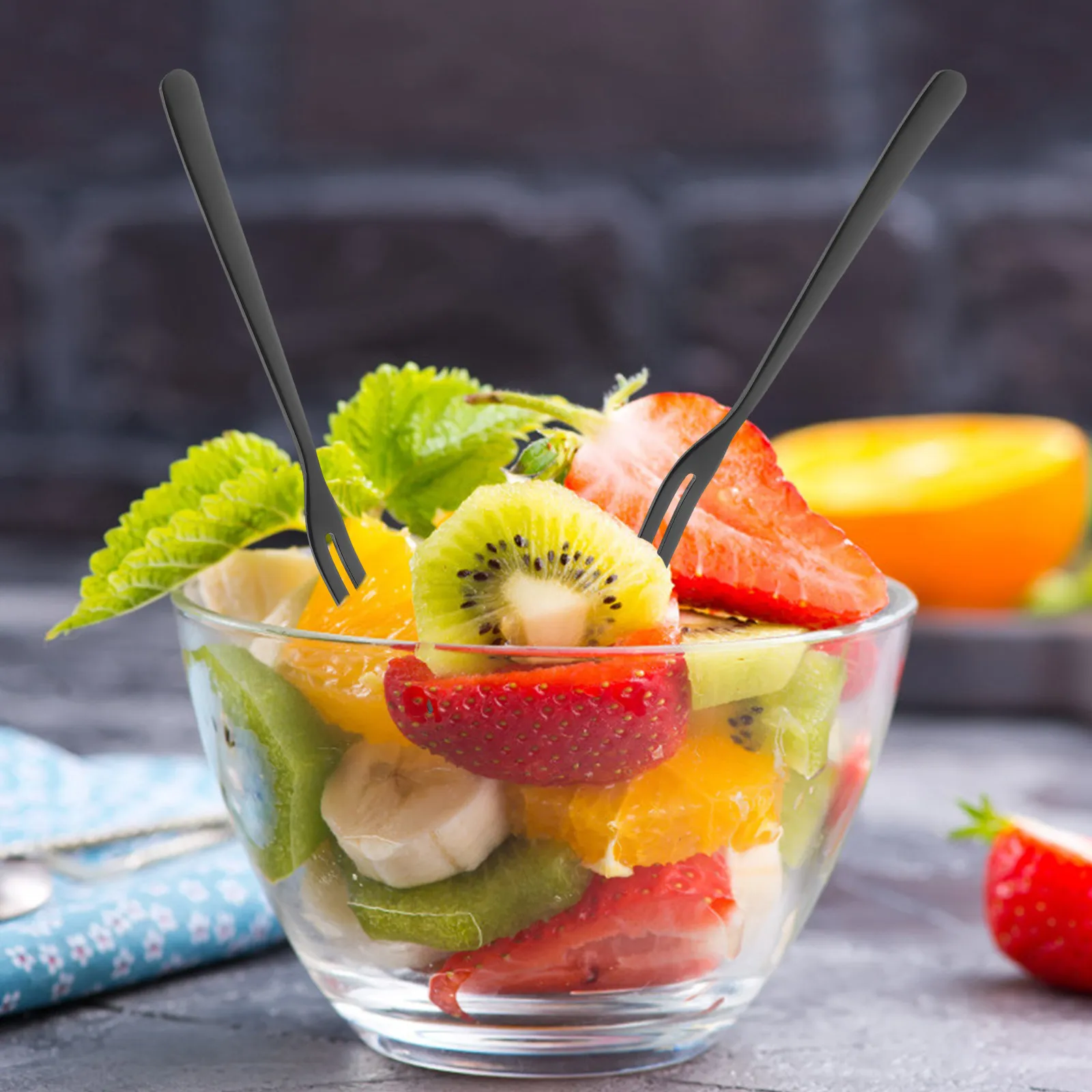 10Pcs Fruit Picks Stainless Steel Two Prong Reusable Salad Forks Party Dessert Appetizer Picks Hotel Bar Fruit Forks
