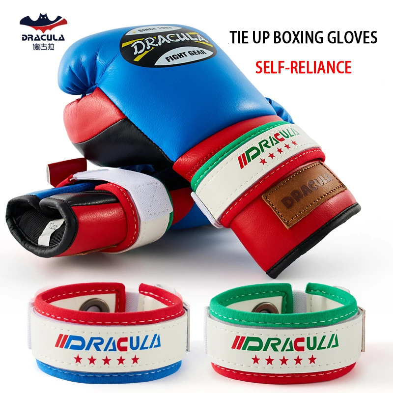 Laced Boxing Gloves, Self-Lacing Single-Person Rope Boxing Gloves, Velcro Wrist Strap Fastener, Glove Wrap