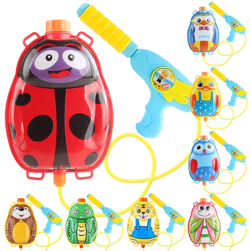 Pistolet à eau jouets enfants dessins animés sac à dos pistolet à eau grande capacité Type extractible pulvérisation d'eau été plage jouets d'eau en plein air