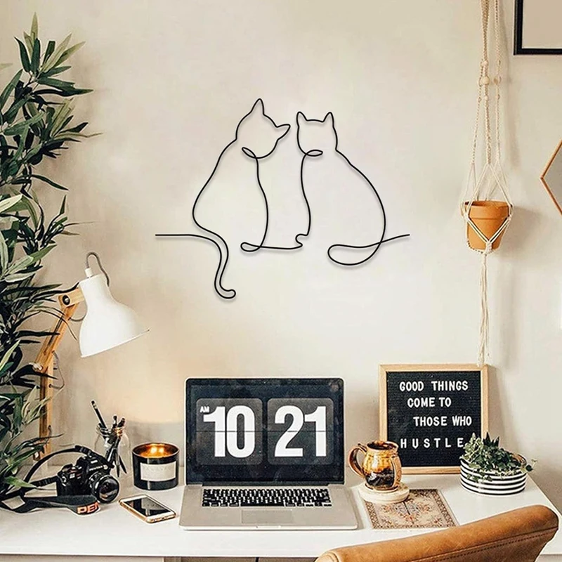 Metal Cat-Wall Decor, Cat-Wall Art, Metal Wall Art , Minimalist Room & Living Room Wall Decor