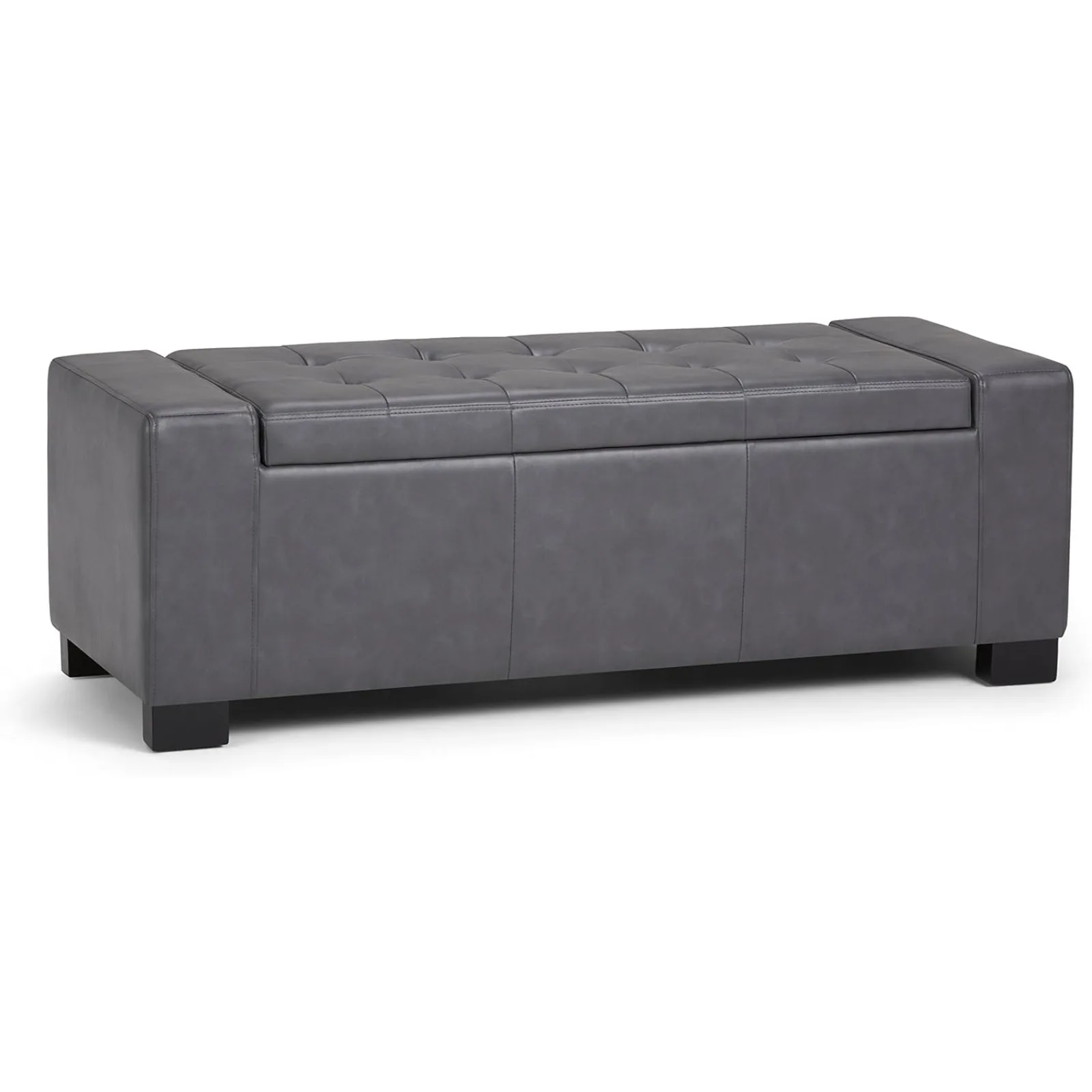 US Laredo 51 inch Wide Rectangle Lift Top Large Storage Ottoman in Upholstered Stone Grey