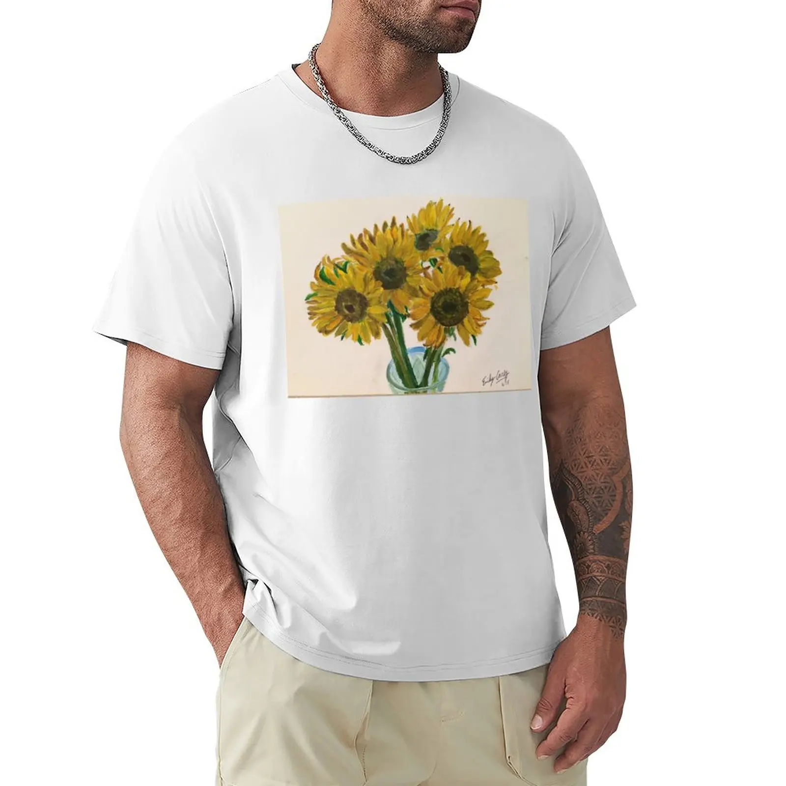 Sunflower Vase T-shirt hippie clothes vintage clothes summer tops korean fashion mens graphic t-shirts hip hop