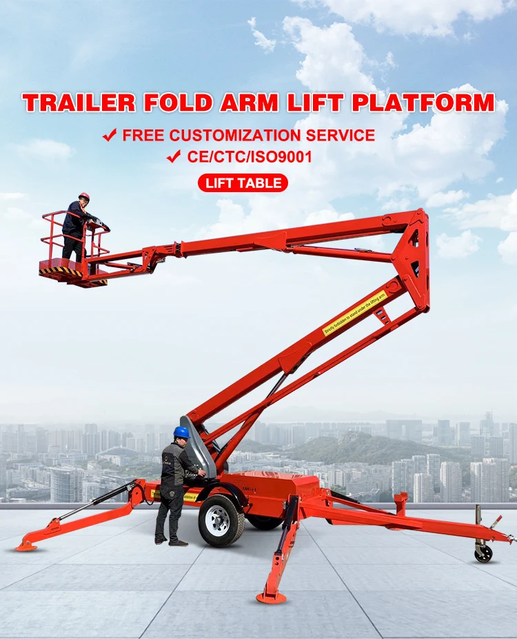 Mini Small 10-22m Aerial Work Platform Trailer Telescopic Articulated Cherry Picker Spider Lift Towable Boom Lift