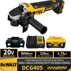 DEWALT DCG405 Kit 125MM Brushless Cordless Slide Switch Small Angle Grinder Kickback Brake 20V Lithium Tool With Battery Charger