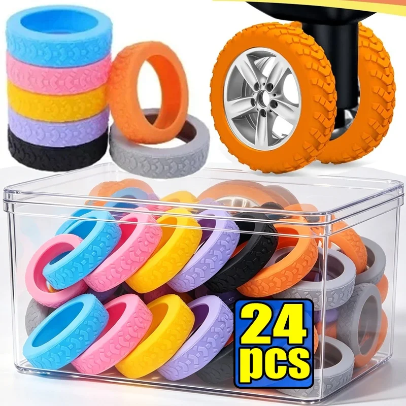 2-24Pcs Luggage Wheels Protector Silicone Wheels Caster Shoes Travel Luggage Suitcase Reduce Noise Wheel Guard Cover Accessories