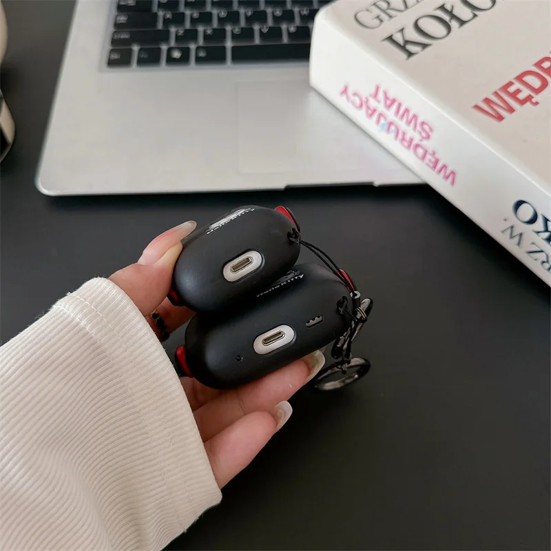 ハローキティ-AirPodsPro 2用の黒いシリコンケース,女の子と女性用のBluetoothヘッドセット保護