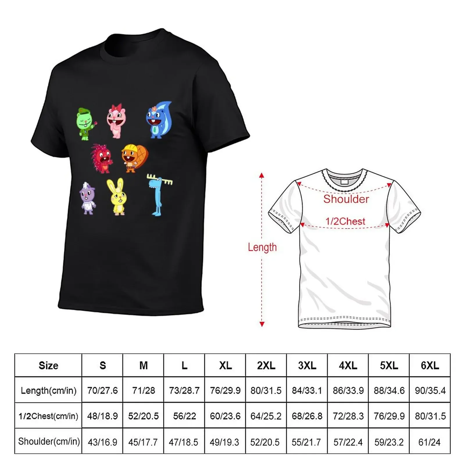 Happy Tree Friends T-Shirt Rapper Grafik-T-Shirts Kurzarm-T-Shirts Herren Grafik