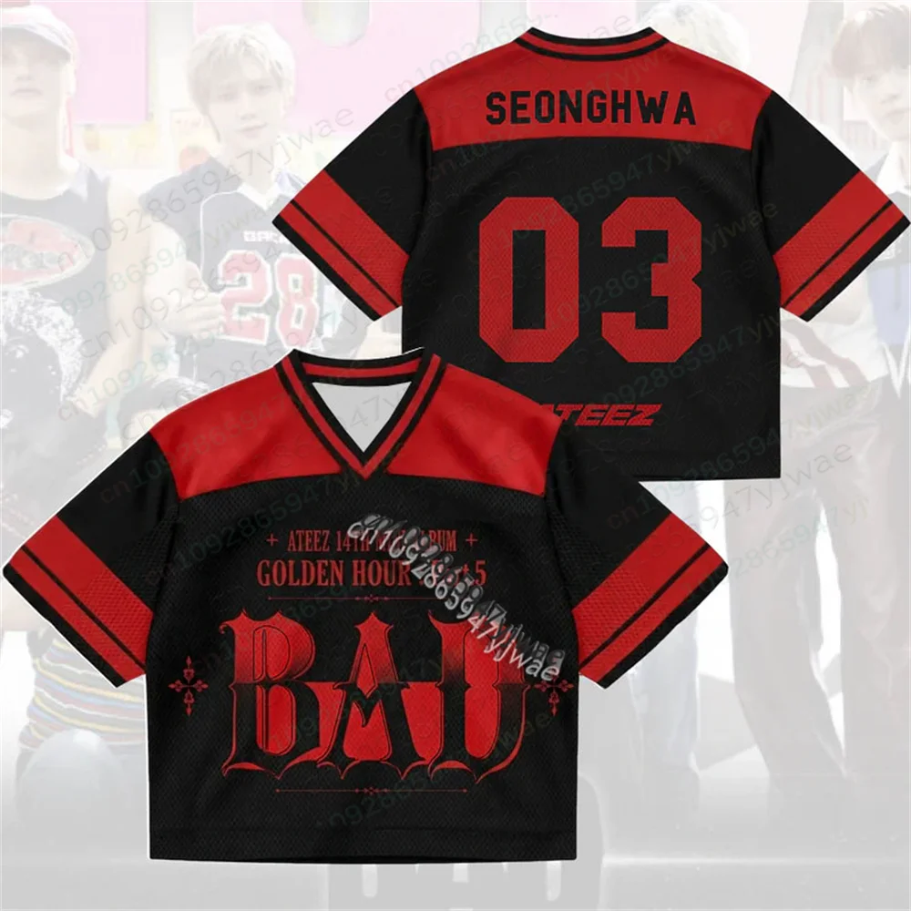 2026 Bad ATEEZ Golden Hour Part 5 Mesh Jersey Fan Edition Sportswear Fashion Street Wear Y2K Top Unisex Tee Men's T-shirt