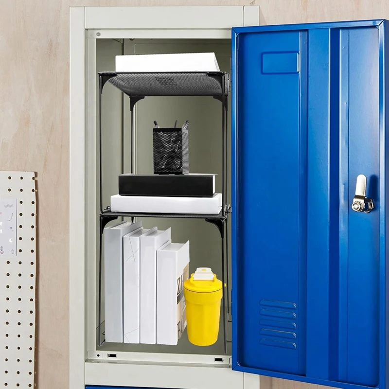 Locker Organizer Shelf Stackable Extra Locker Shelf for School Locker Organizer Storage Cabinet Suitable Black-DTB1