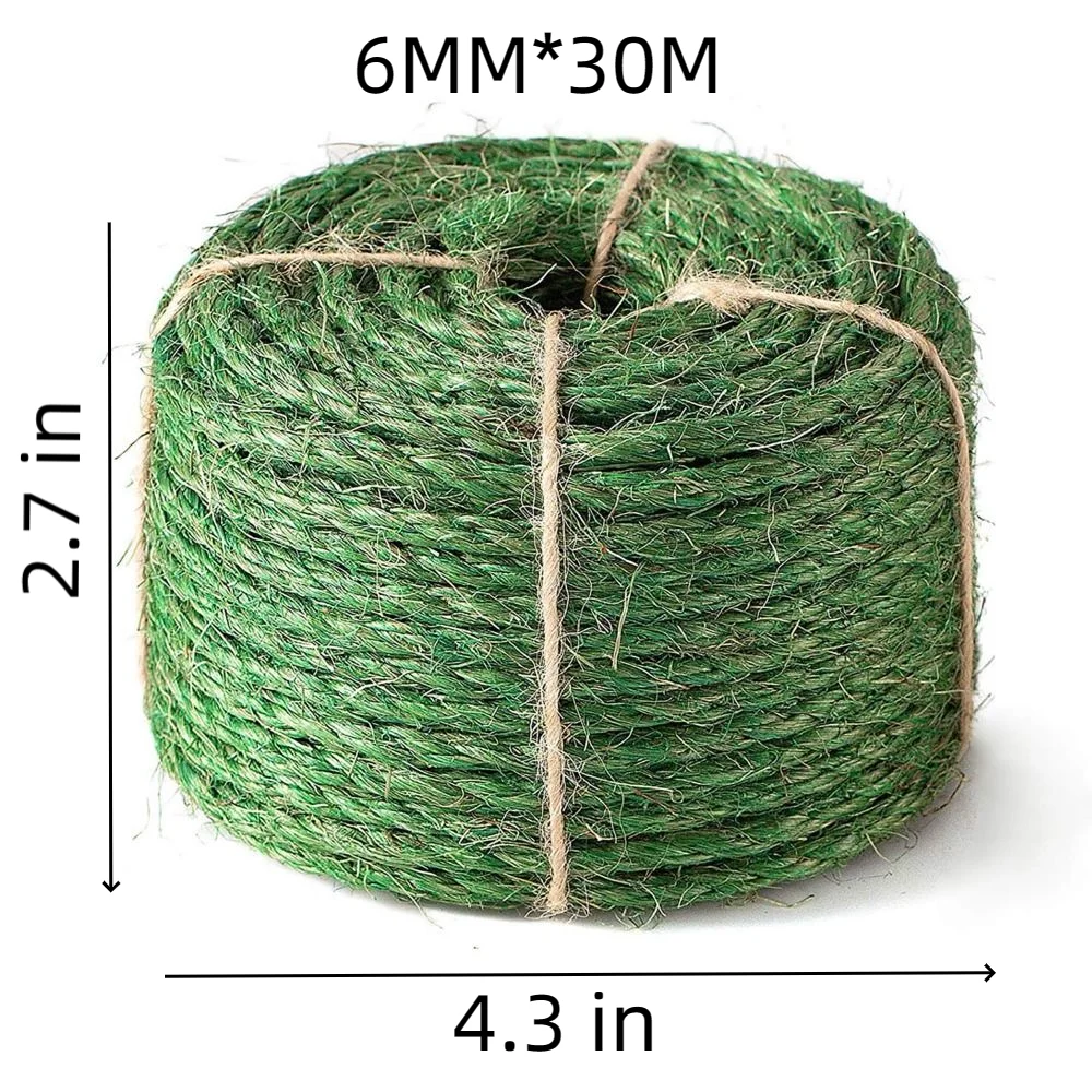 Multifunctional Sisal Twine Cat Sisal Rope 6MM*30M/98FT Green Sisal Twine 6 MM Twisted Fiber Hemp RopeFT DIY Scratcher Durable