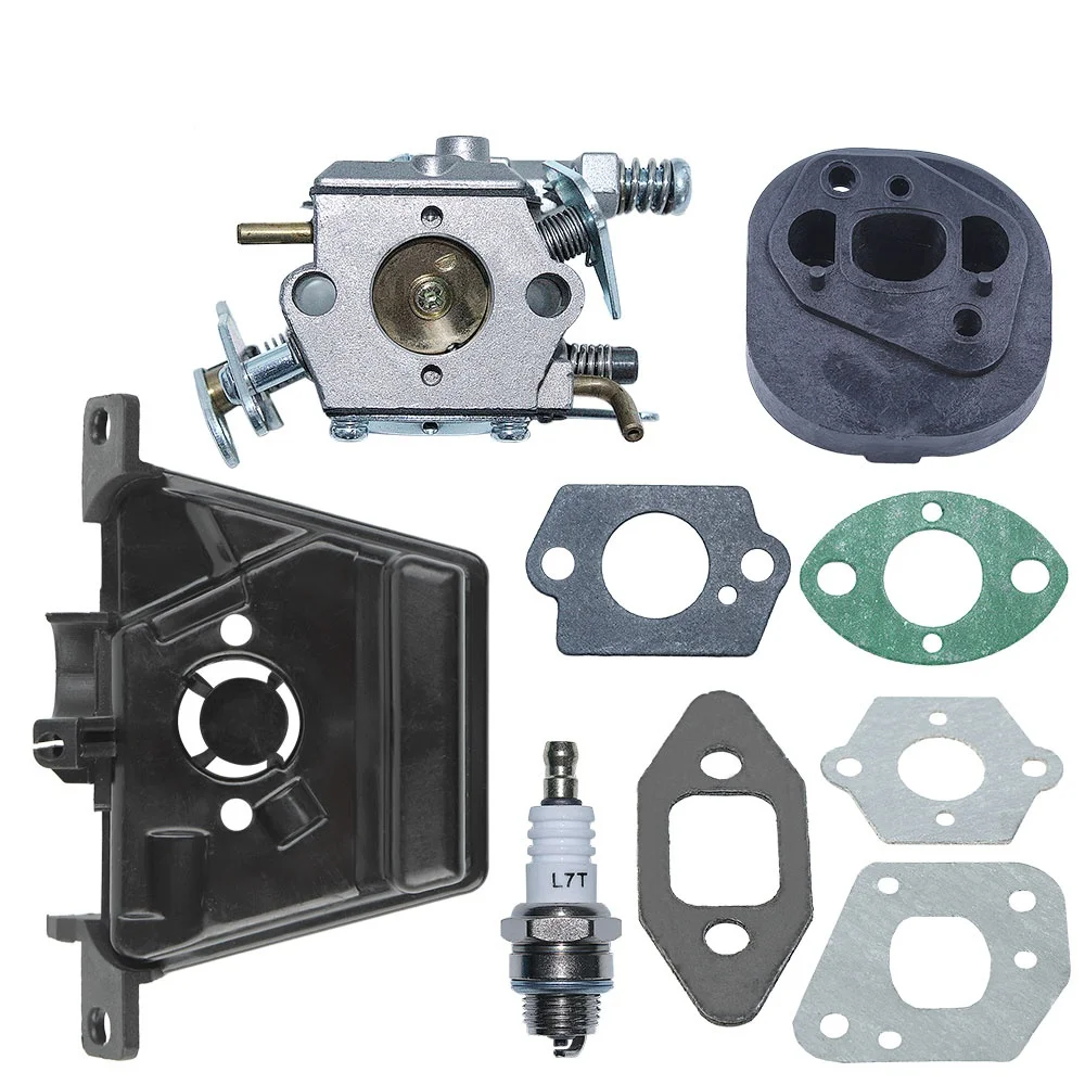 Carburetor Intake Manifold Gasket Spark Plug Chainsaw For Partner 350 351 370 371 420 For Walbro 33-29 Replace 5300718-21