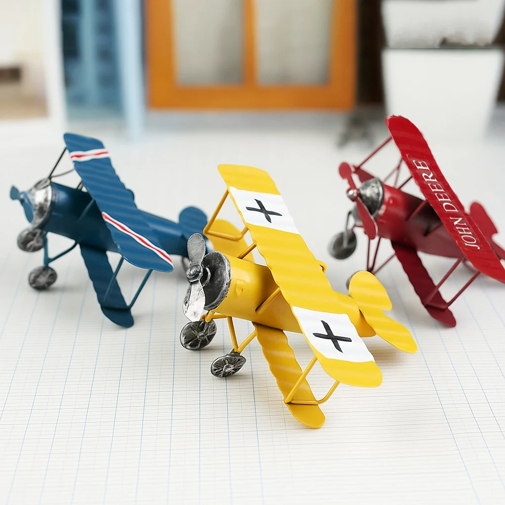 Vintage Metal Airplane Model Retro Iron Aircraft Ornament Nordic Creative Crafts Desktop Decoration Home Decor Collectible Gift view 6