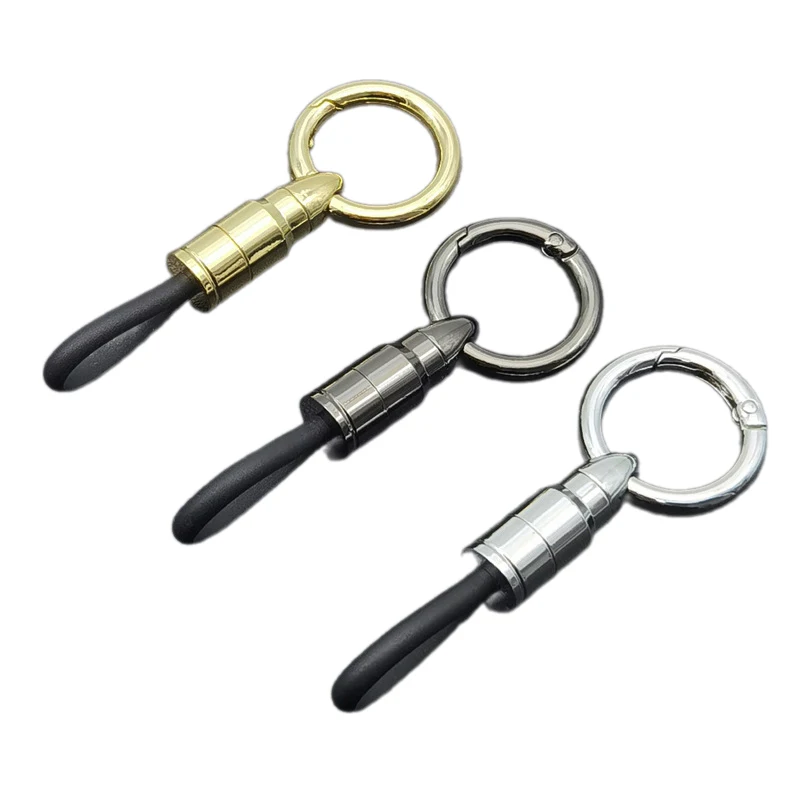 Bullet Head Creative Keychain for Men and Women Waist Buckle Automotive Business Keychain Silicone Rope Personalized Pendant