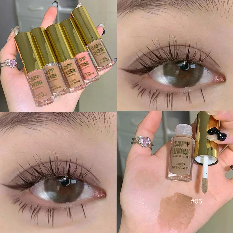 Cappuvini Brown Glitter Liquid Eyeshadow Stick Contour Blush Pigment Fine Shimmer Matte Natural Cheek Milk Coffee Shadow Cream