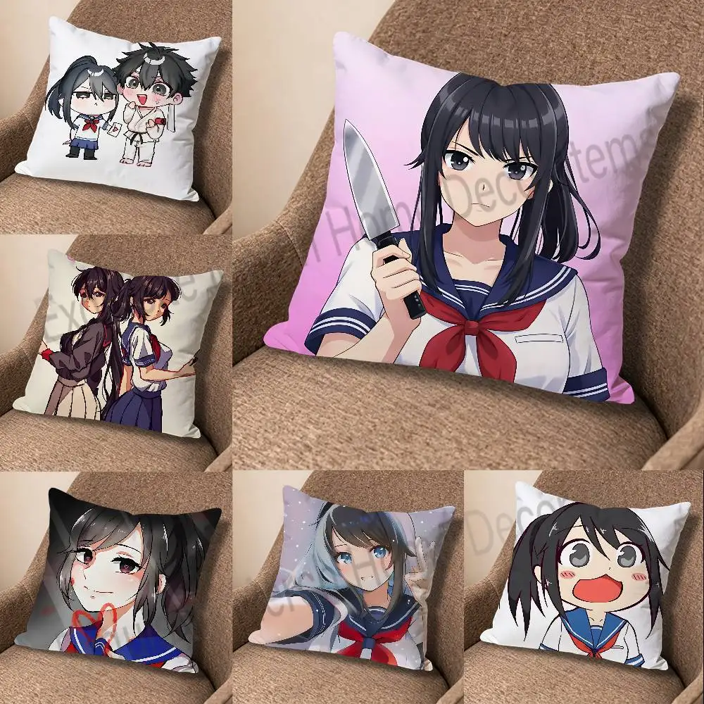 Ayano Aishi Y-Yandere Simulator Various Sizes Square Pillow Case For Car Home Bedchamber Decor Custom Valentine gift