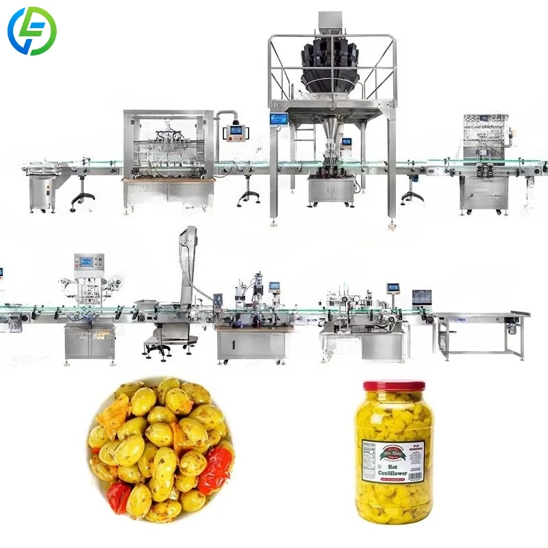 Customized Granule Mushrooms Solid Food Pickle Jar Weighing Filling Production Line Lines Machine