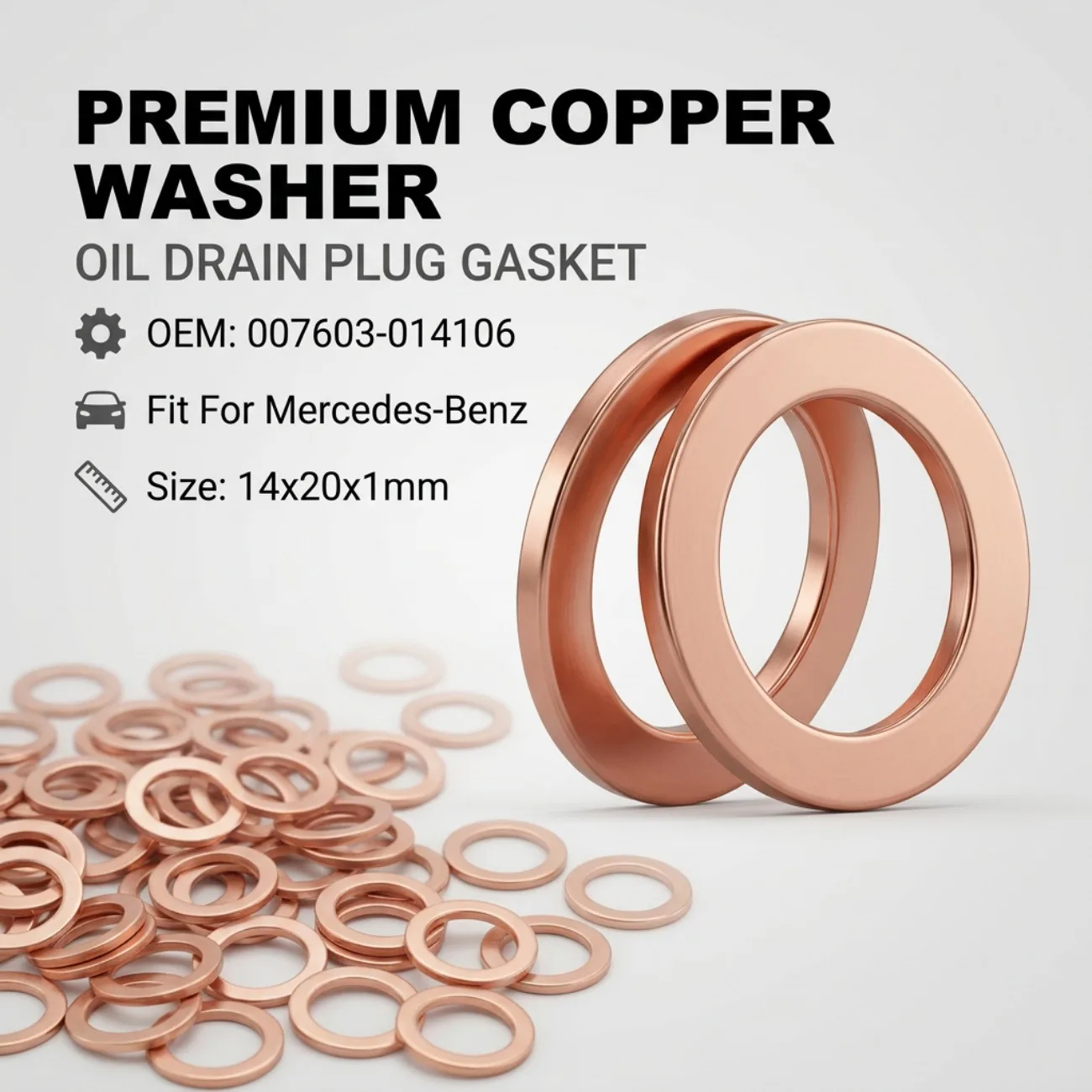14MM Oil Drain Plug Sealing Gaskets For Mercedes-Benz Car Oil Pan Copper Washer M14 007603-014106 007603014106 Car Accessories