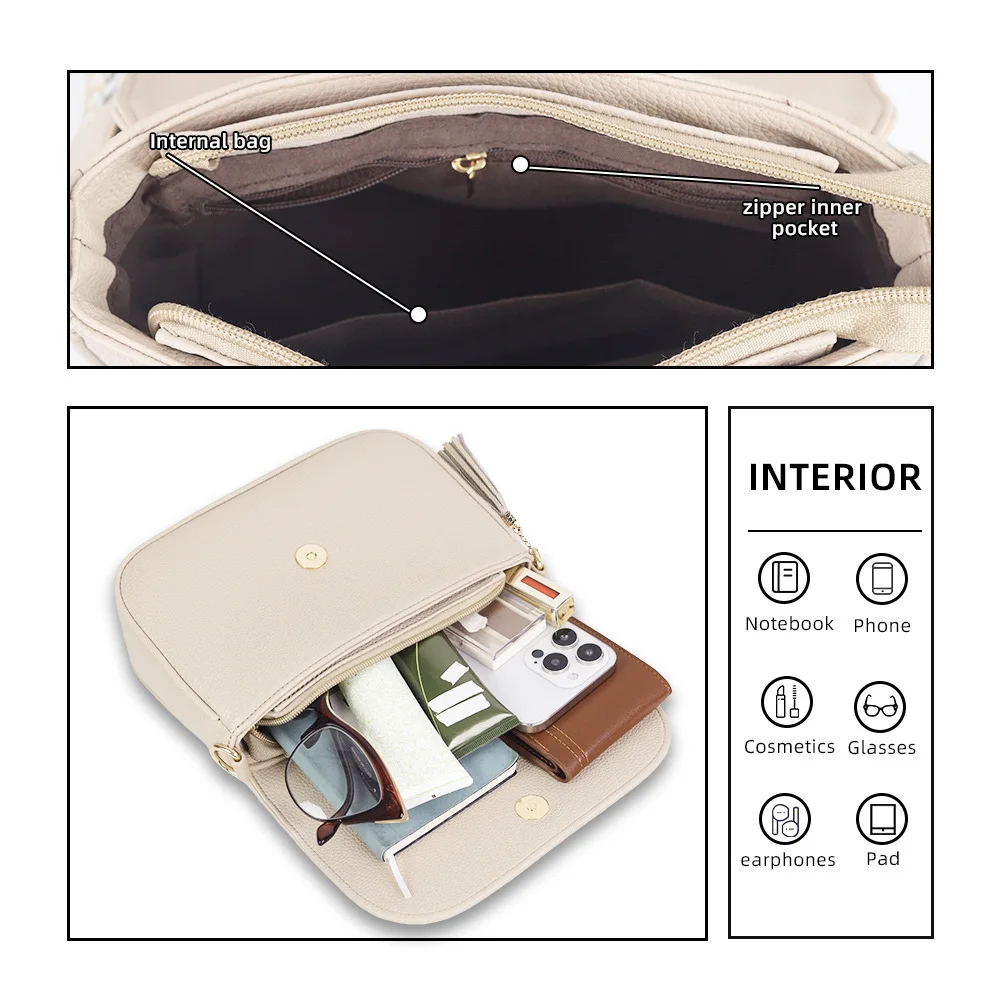 حقائب كروس صغيرة للنساء محافظ سرج عصرية مع حقيبة كتف من الجلد النباتي بشرابة